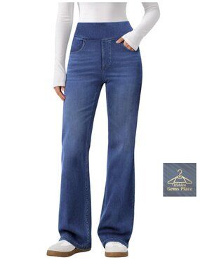 Women's Bootcut Jeans High Rise Pull On Stretchy Denim Pants